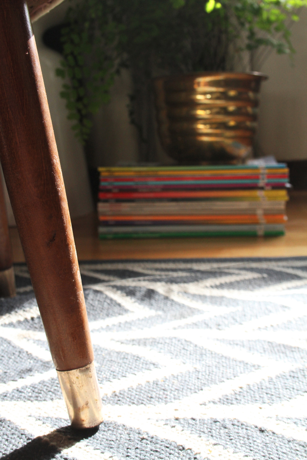 Brass legged Footstool with Brass Accents