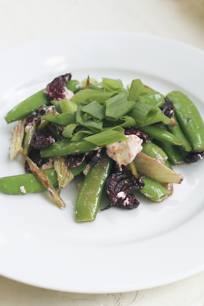 Roasted Beet, Fennel & Pea Salad with Lemon and Goat Cheese