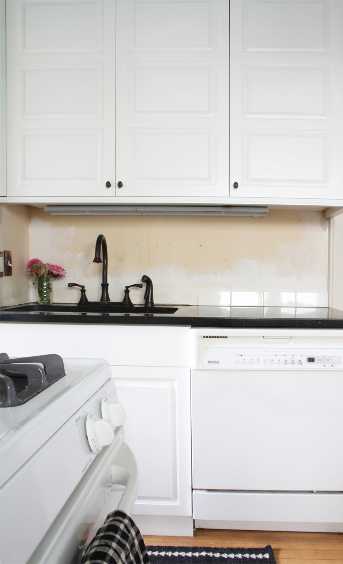 Freshly Painted White Kitchen Cabinets