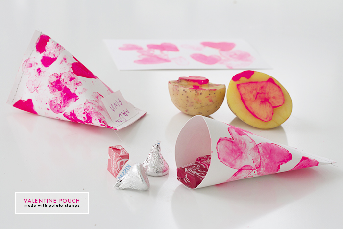 Deuce Cities Henhouse - DIY Valentine Pouches made with Potato Stamps