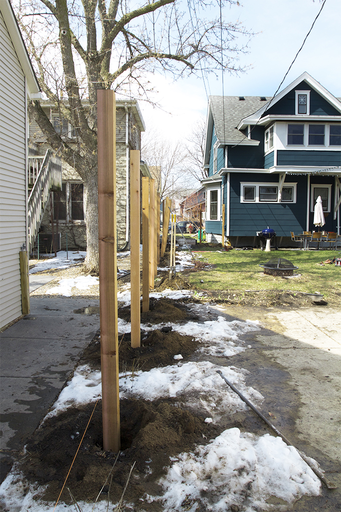 Cedar Horizontal Fence in Progress