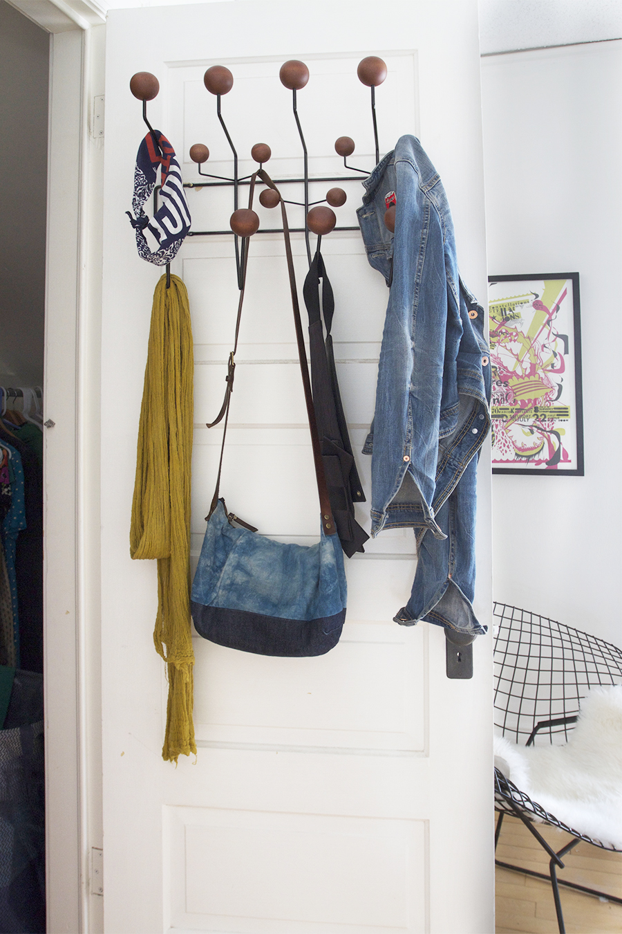 Easy Closet Clean Up, Wallpaper shelves and paint for a fresh look