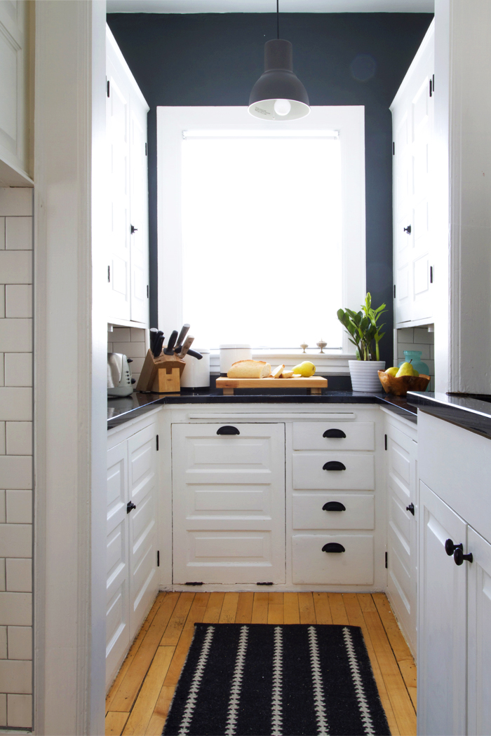 Deuce Cities Henhouse Kitchen Reveal - Black and White Kitchen, Subway Tile Backsplash