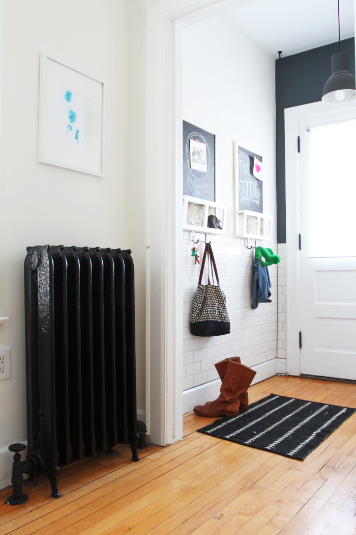 Deuce Cities Henhouse Kitchen Reveal - Subway Tiled Mudroom, Chalk Message board