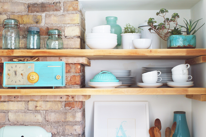 Deuce Cities Henhouse Kitchen Reveal - Butcher Block Shelves Detail