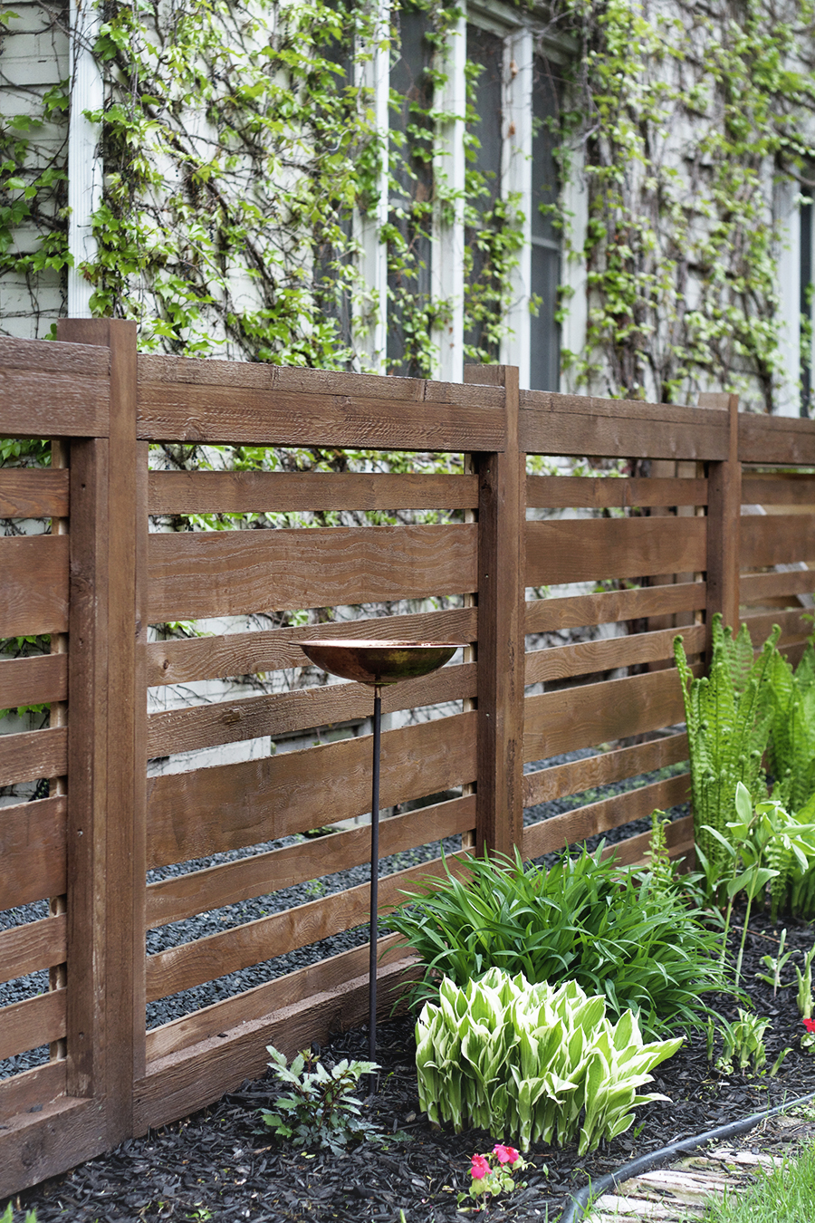 Horizontal Fence Stained Dark Brown