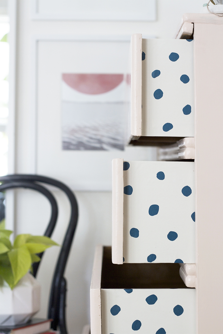 Peekaboo Pattern in a chest of drawers featuring JuJu Wallpaper