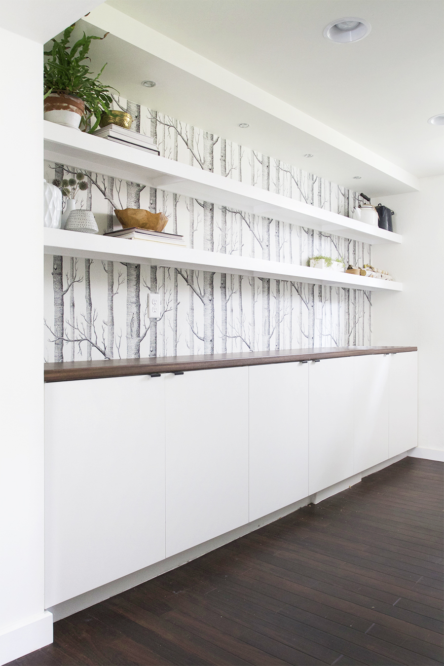 Floating Shelves on a long wall