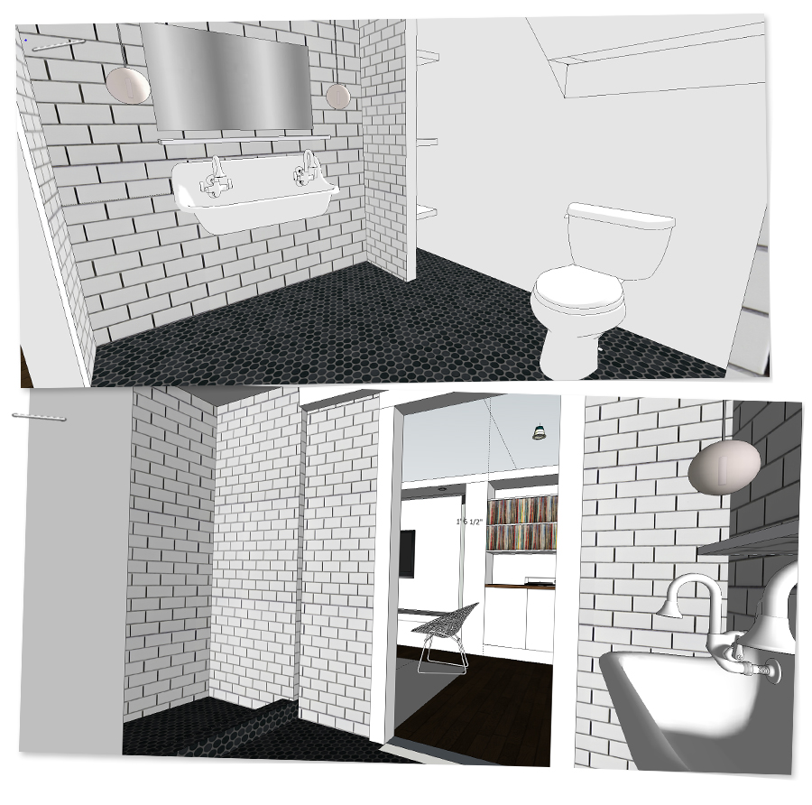 3D rendering for basement bathroom | Deuce Cities Henhouse