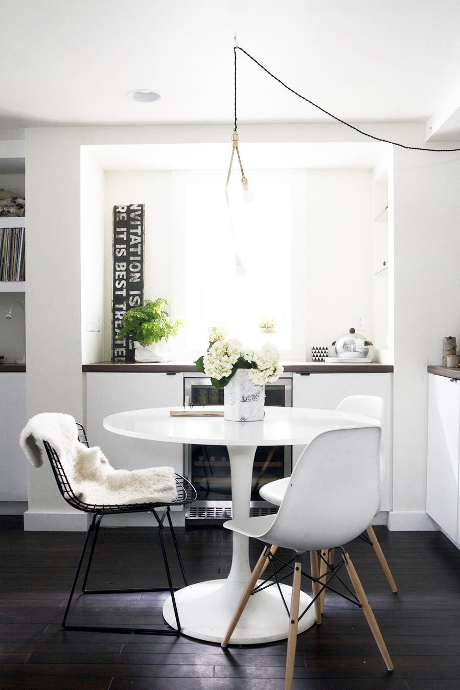 Eating area in a Scandinavian Inspired Basement Remodel