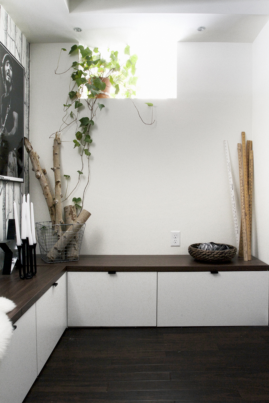 Ikea Cabinets Double as Bench Seating in this Modern Basement Remodel