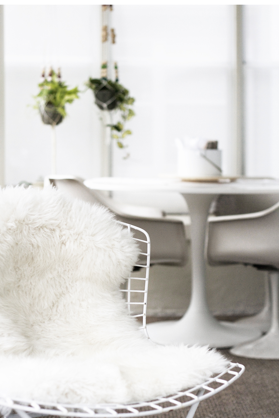 White Bertoia Chairs in the Front Porch