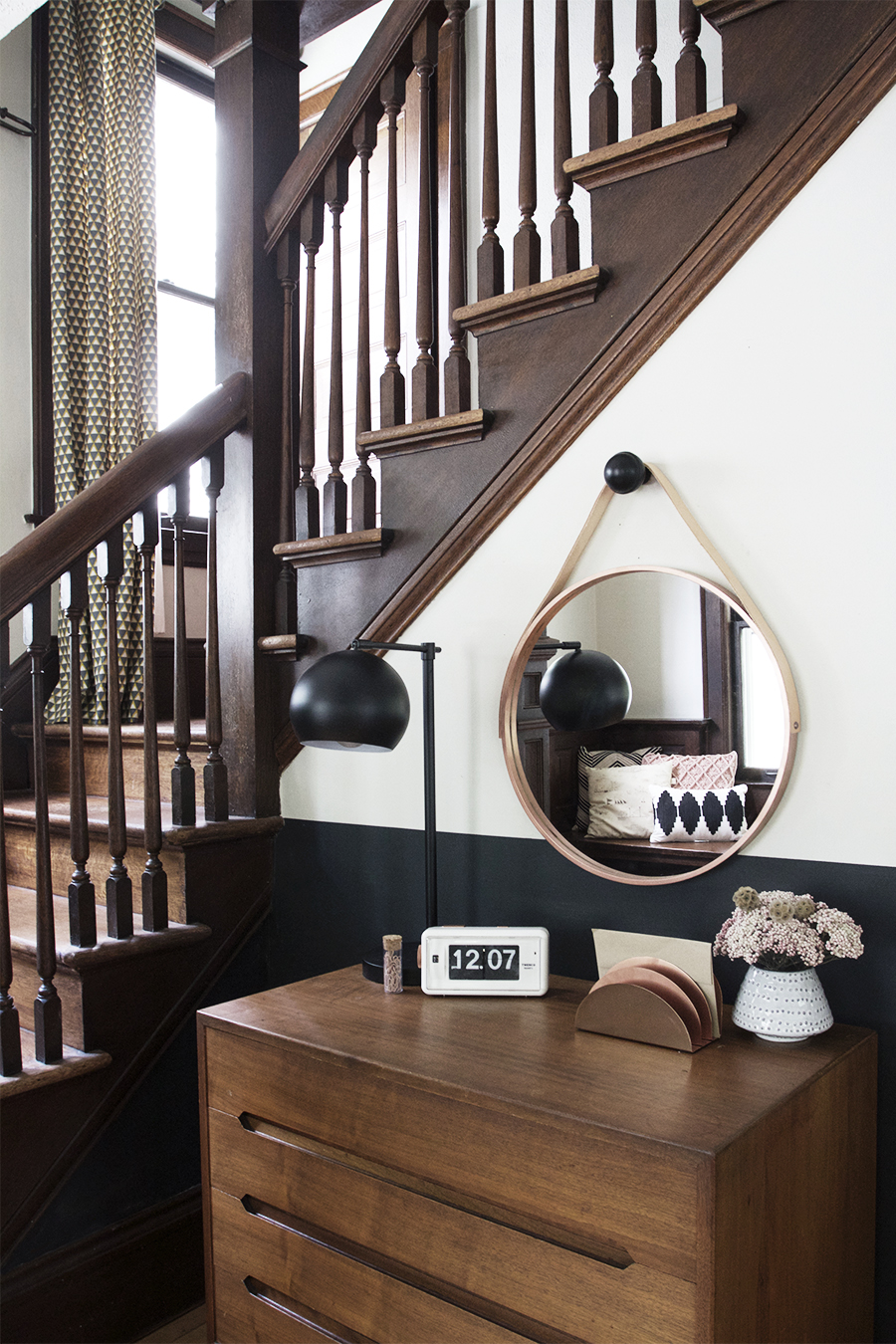 DIY Round Leather Strap Mirror in Copper