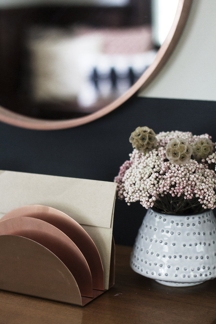 DIY Round Leather Strap Mirror in Copper