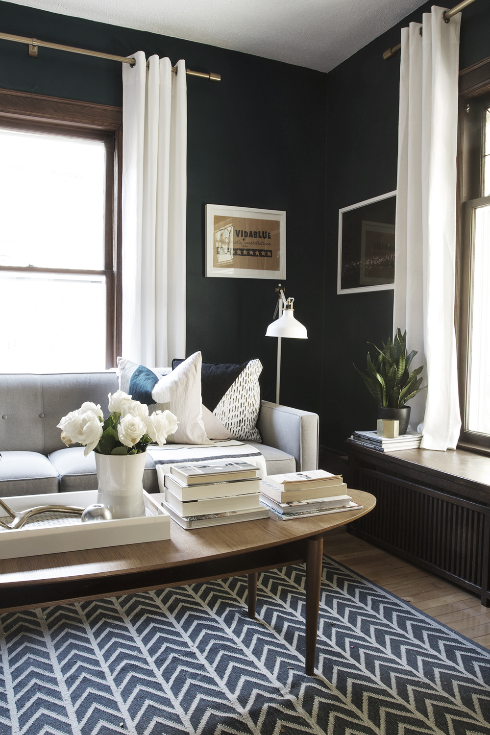 Dark Blue Living Room | Deuce Cities Henhouse