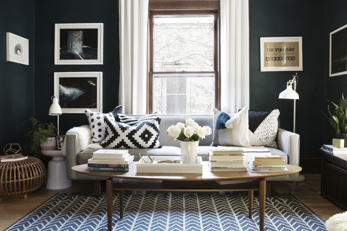 Dark Blue Living Room | Deuce Cities Henhouse