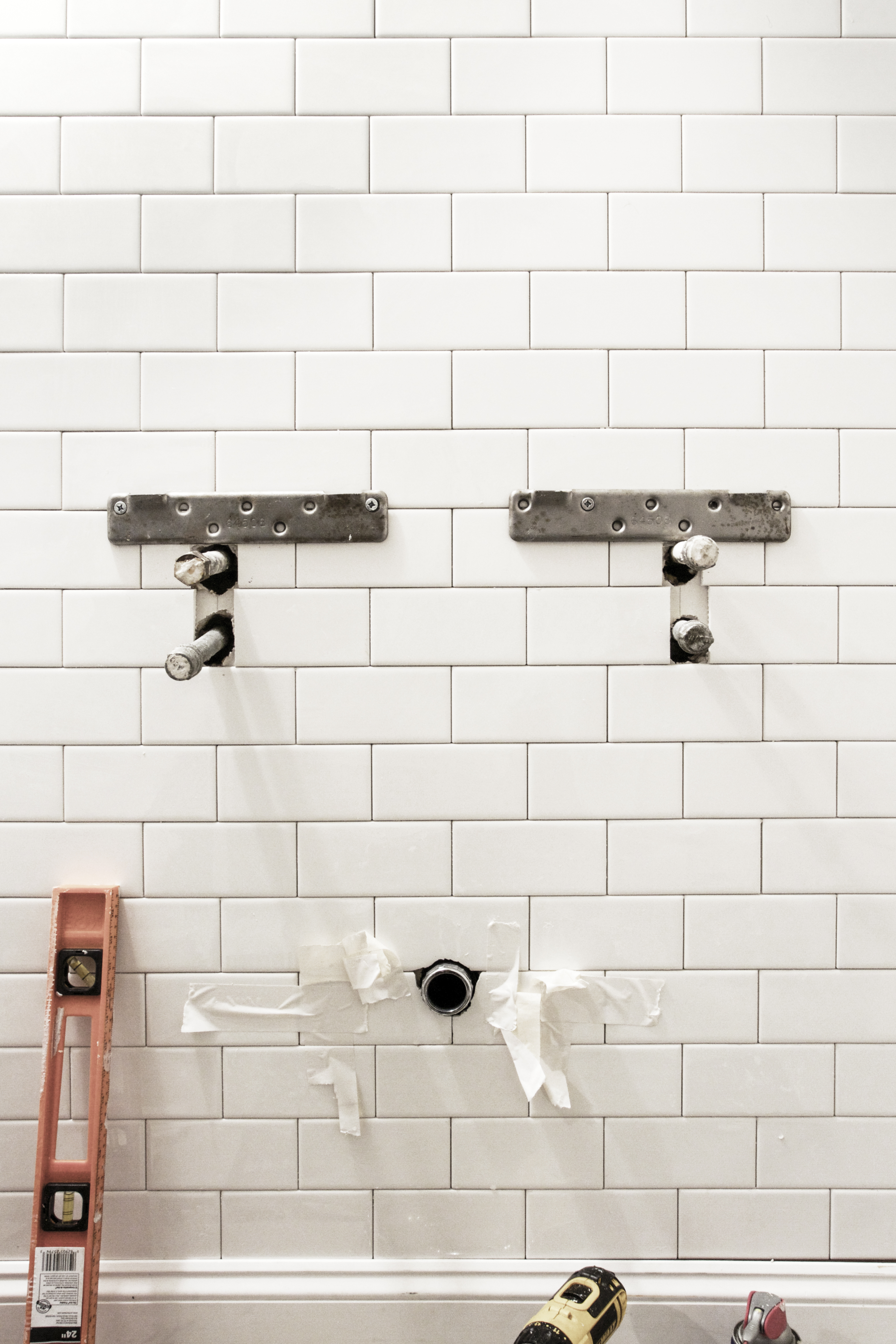 Bathroom Progress | Tiling with Subway tile