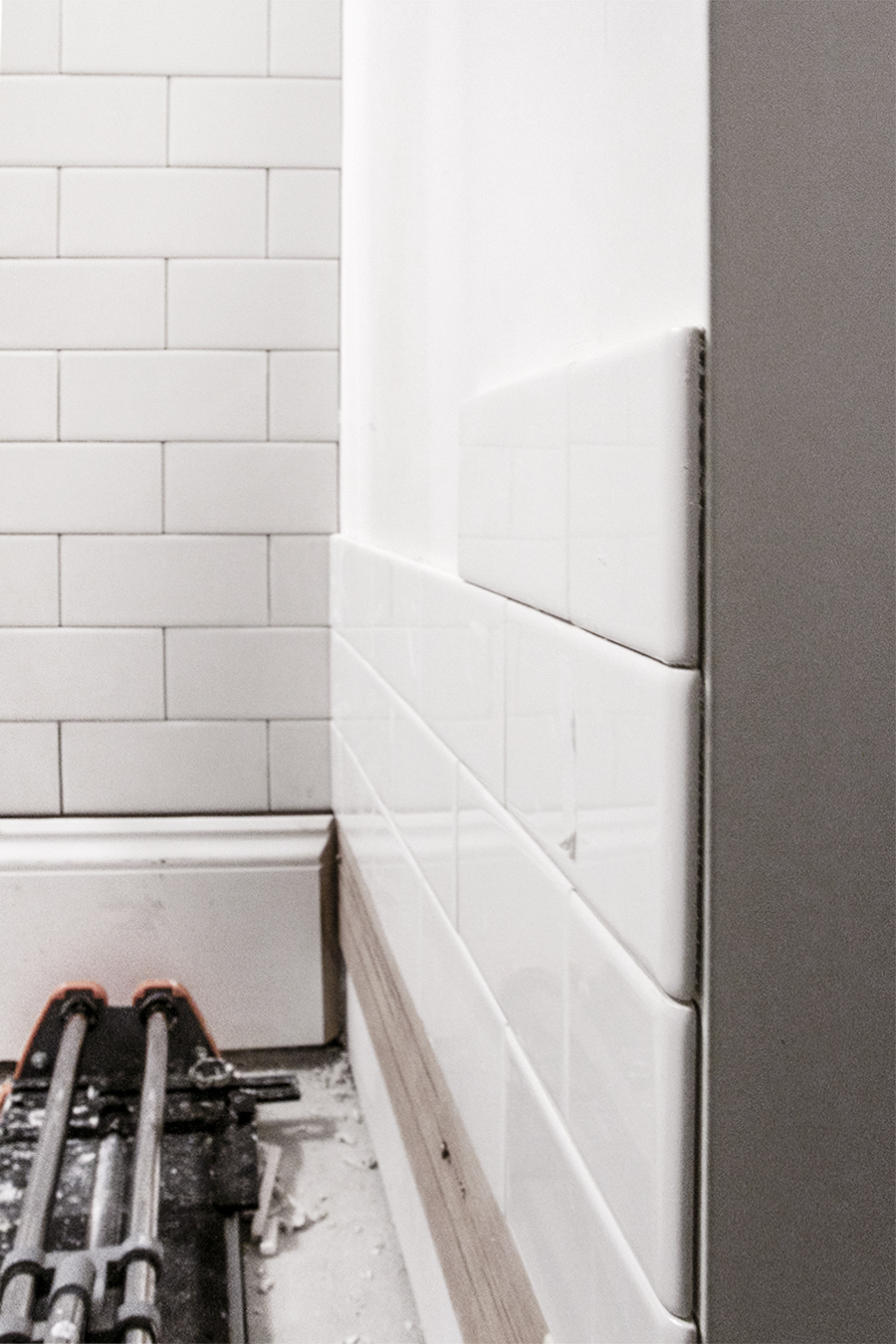 Bathroom Progress | Tiling with Subway tile