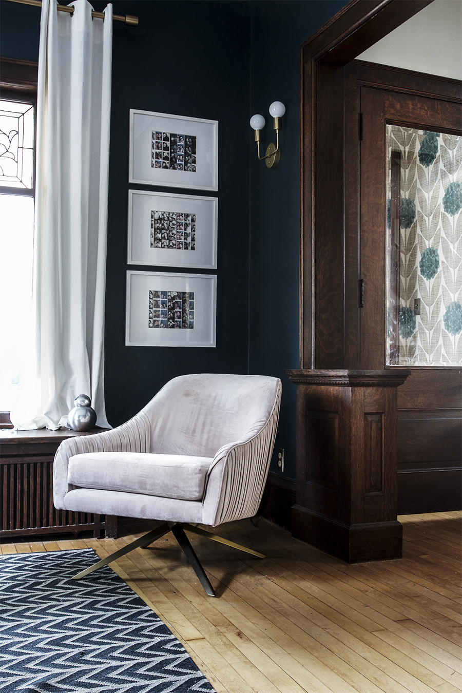 Dark and Modern Living Room in an Old House | Deuce Cities Henhouse