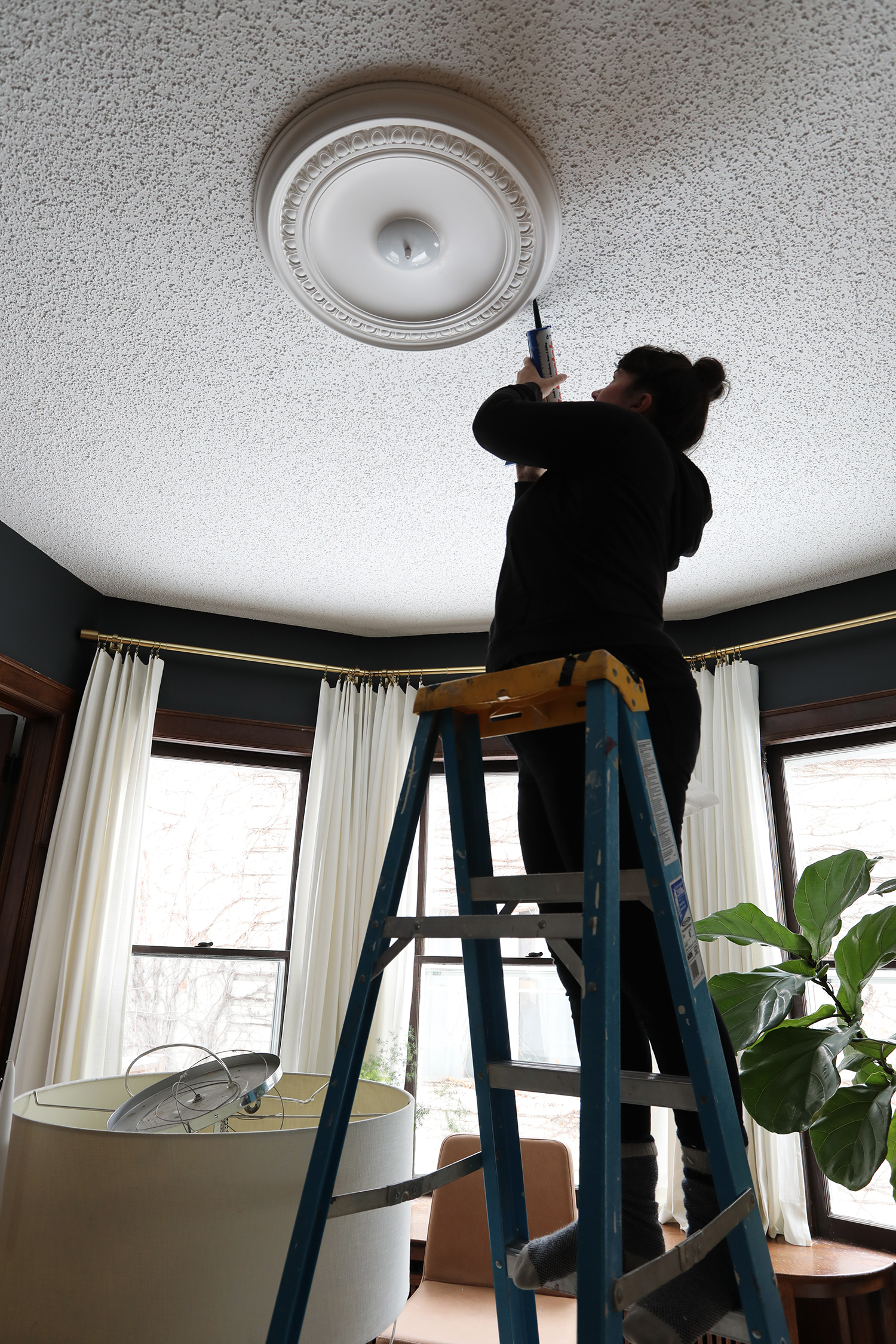 Installing a Ceiling Medallaion | Deuce Cities Henhouse