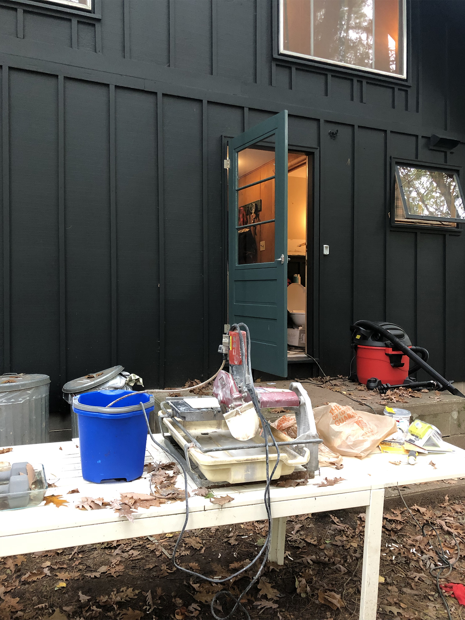 Bathroom Tile Progress at the Cabin