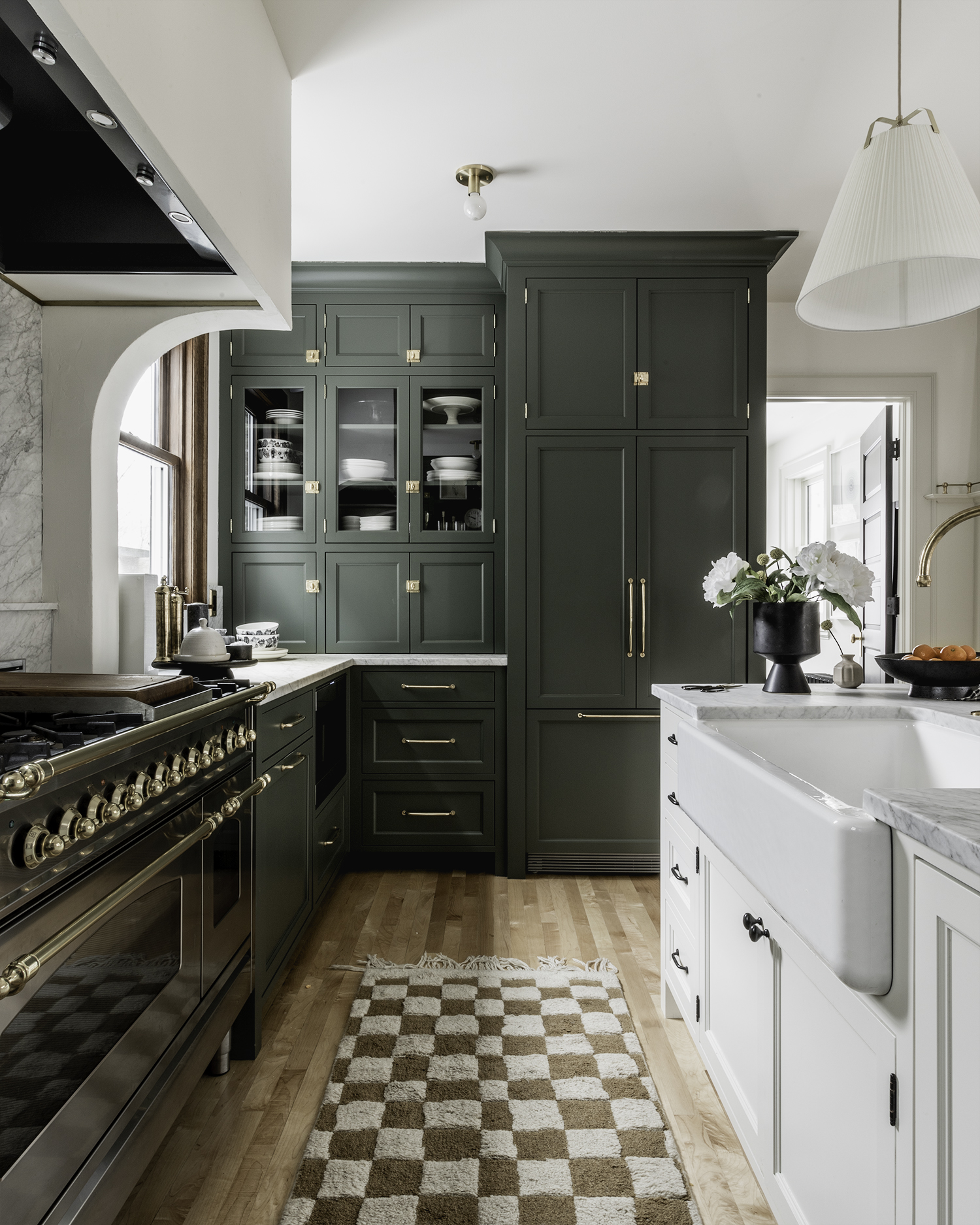 Historic Kitchen Renovation in Minneapolis with Green Cabinets