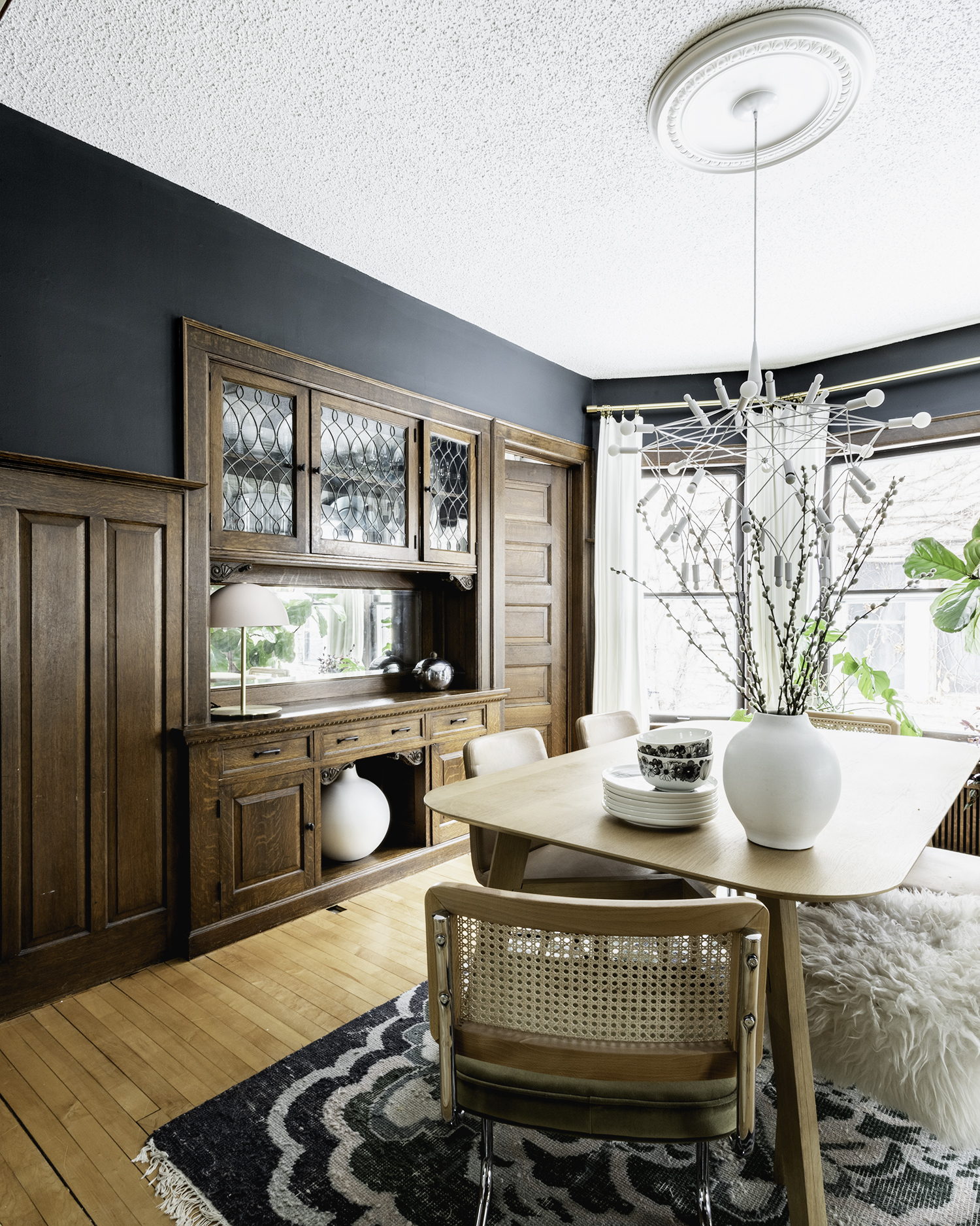 Dining Room with Built In Hutch in Craftsman Home