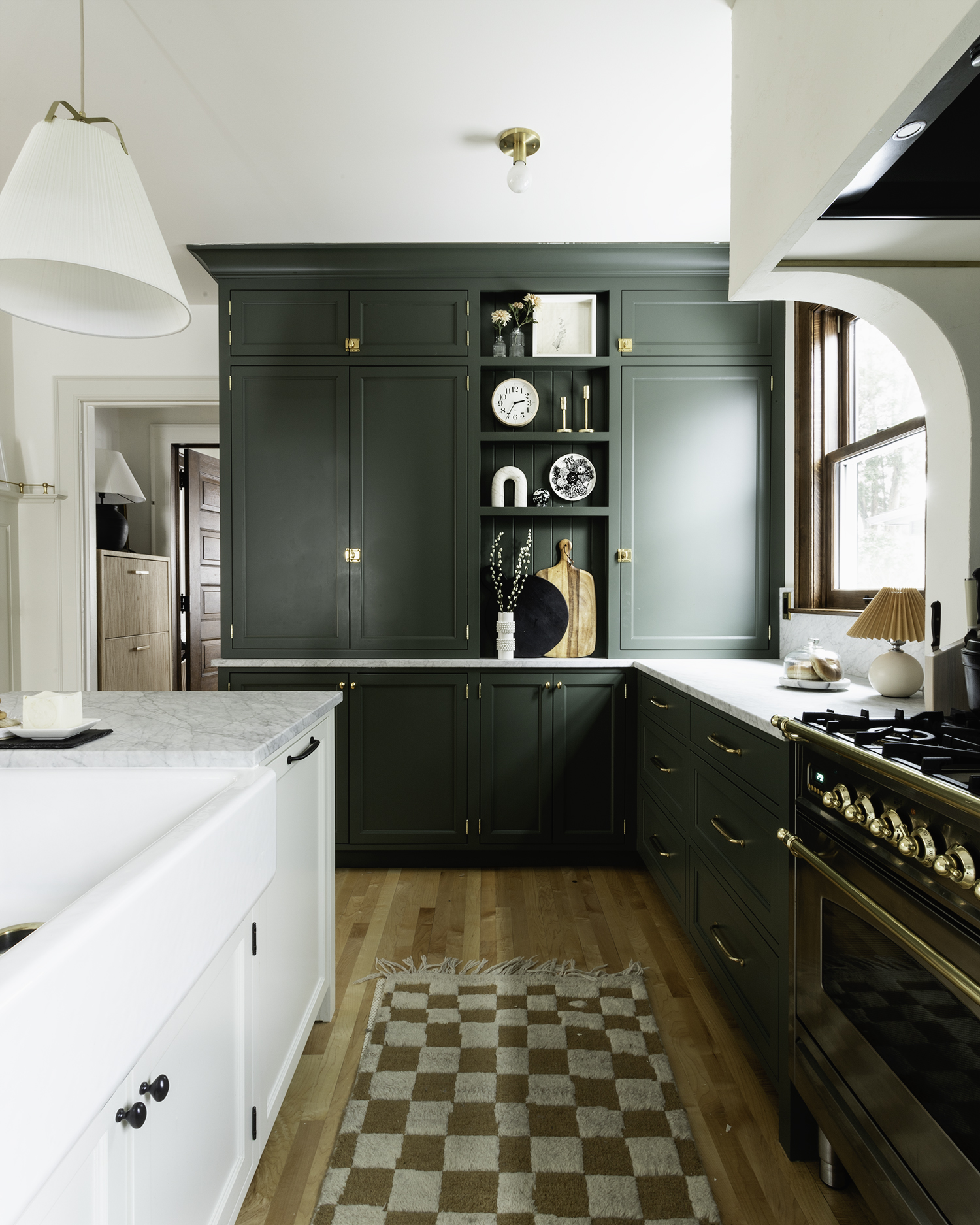 Historic Kitchen Renovation in Minneapolis Pantry Wall Green Cabinets