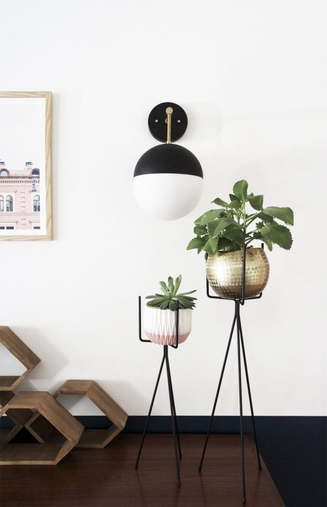 DIY Light Fixture : Brass & Black Globe Sconce